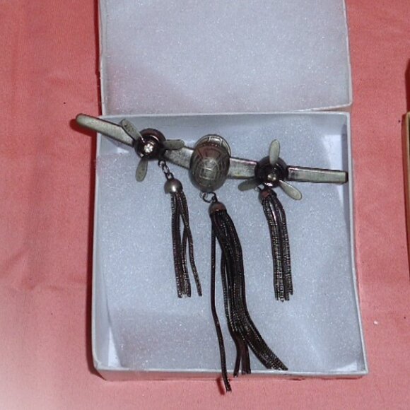 XRARE-AWESOME STEVE SASSO .925 SILVER WW2 BOMBER AIRPLANE BAR BROOCH PIN - Picture 3 of 3